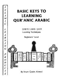 Basic Keys to Learning Qur'anic Arabic